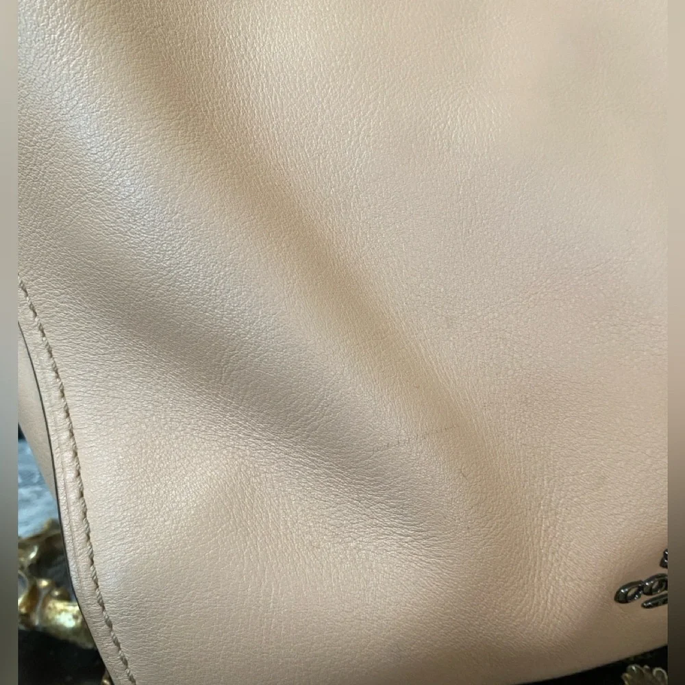 Coach Tan Natural Calf Leather Dufflette Crossbody bag,Nickel Tone Hardware,LRG